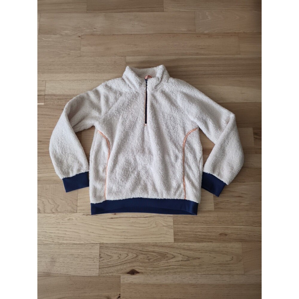 Athleta Girl so Snug Sherpa half zip pullover cozy cream teddy fleece 14
